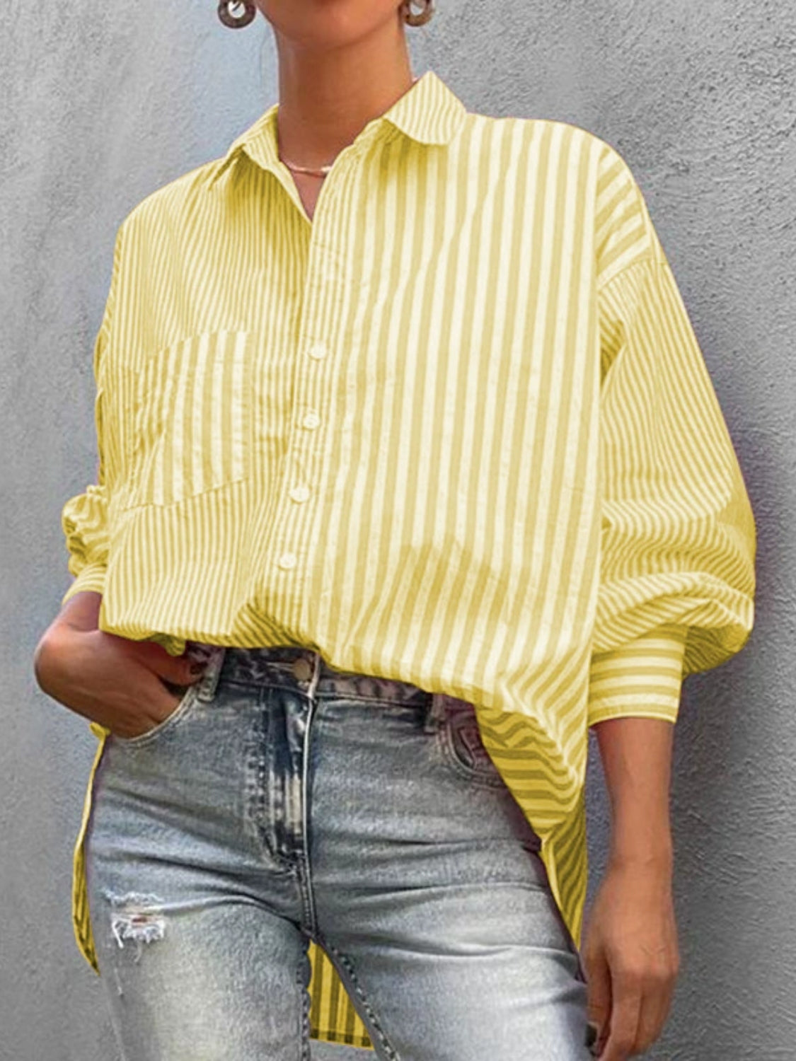 Striped Button Down Long Sleeve Shirt - Classique Collection