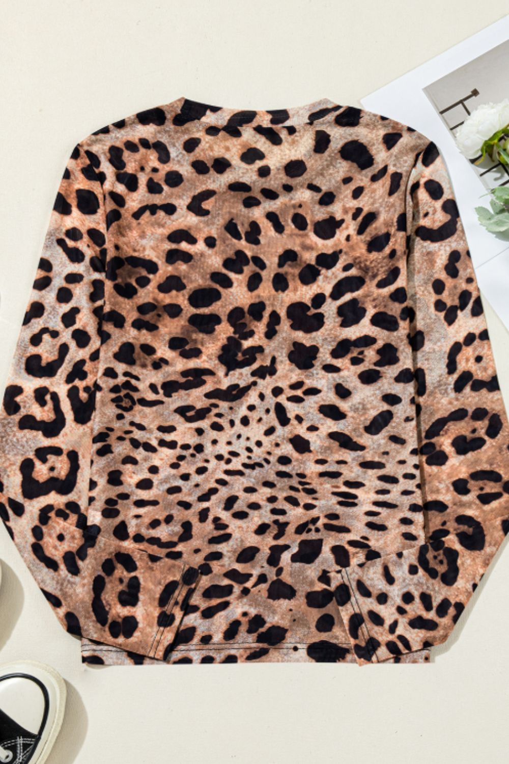 Leopard Round Neck Long Sleeve Blouse - Classique Collection