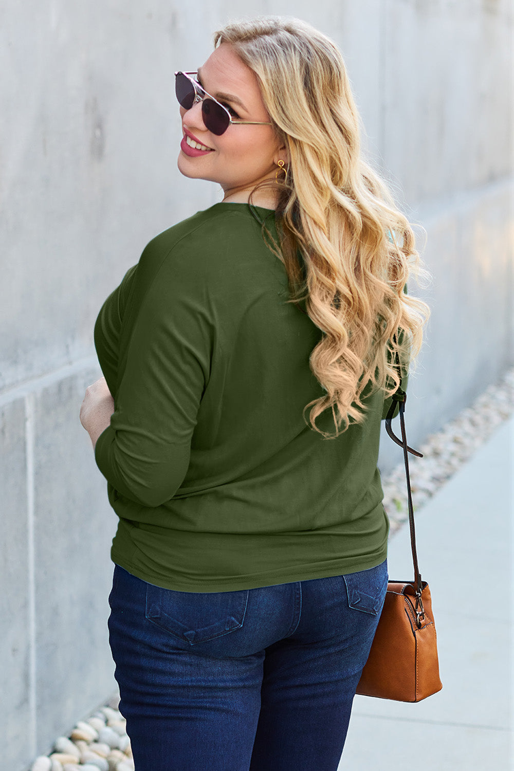 Basic Bae Full Size Round Neck Batwing Sleeve Top - Classique Collection