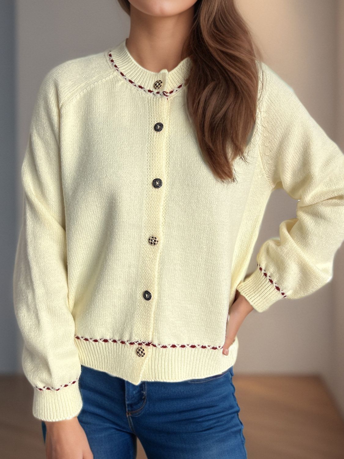 Button Down Long Sleeve Cardigan - ClassiQ