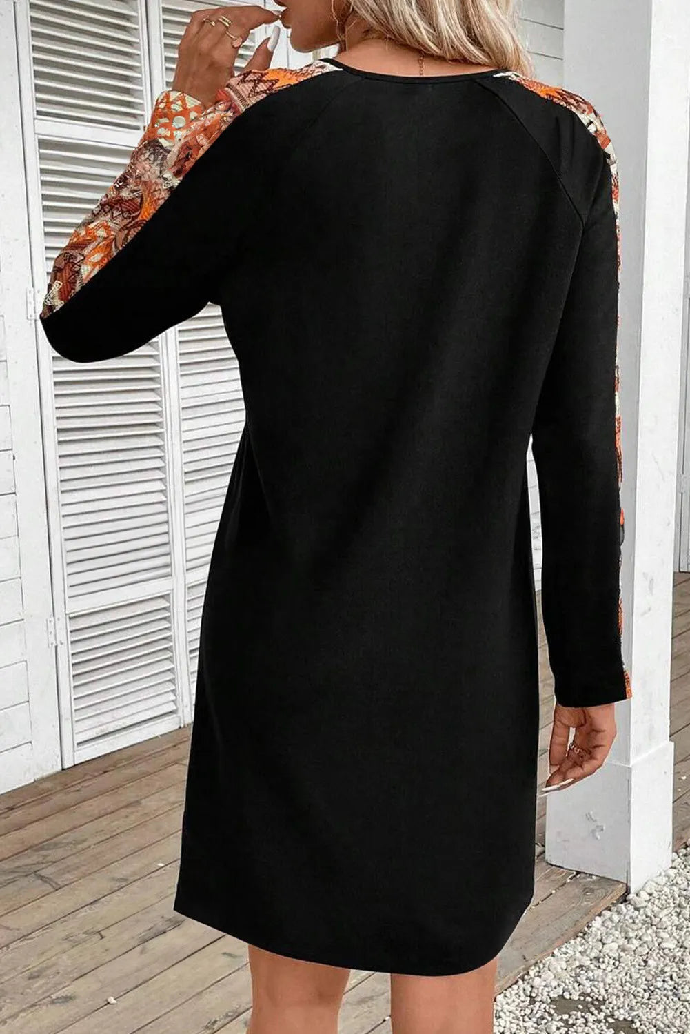 Round Neck Long Sleeve Mini Dress - Classique Collection