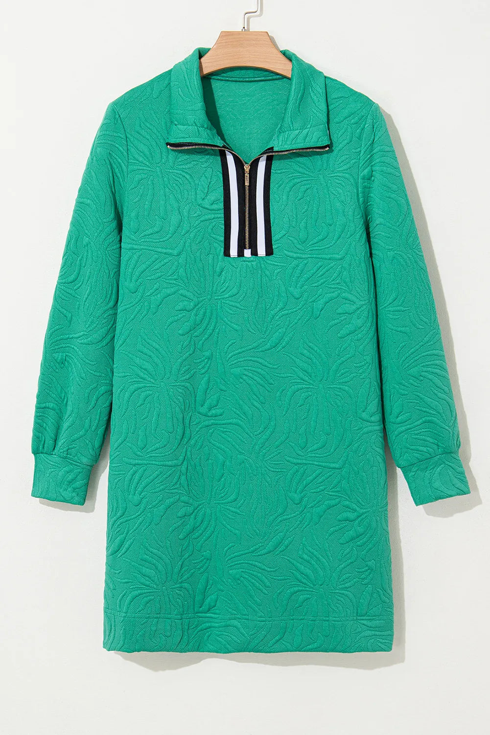 Texture Quarter Zip Long Sleeve Mini Dress - Classique Collection