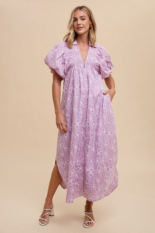 Annie Wear Floral Smock Detail Puff Sleeve Dress - ClassiQ