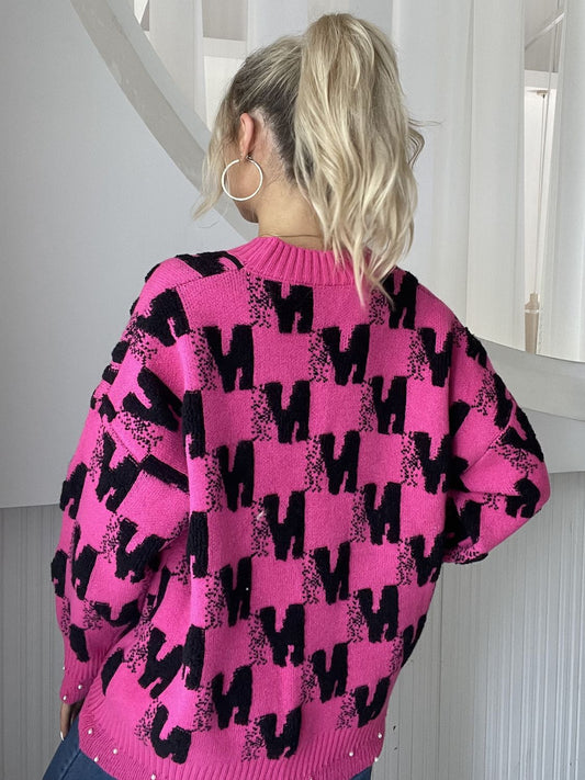 Pearl Trim V-Neck Button Up Cardigan - ClassiQ