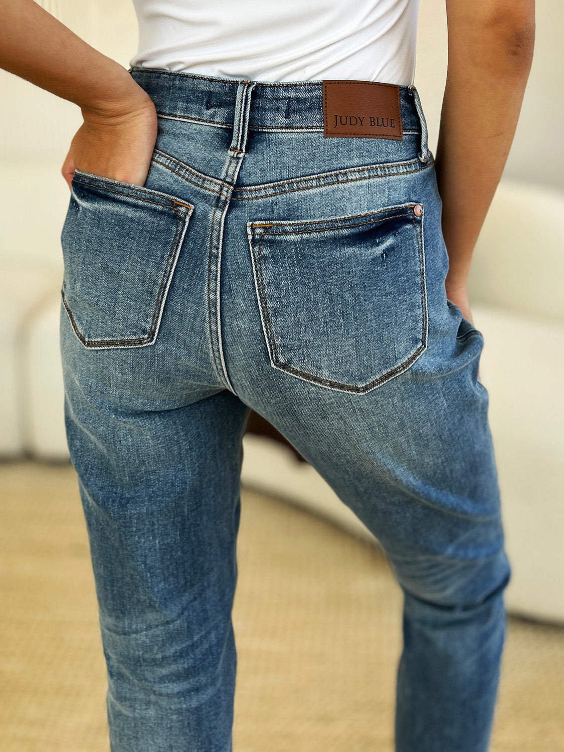 Judy Blue Full Size Mid Rise Rigid Magic Release Hem Jeans - Classique Collection