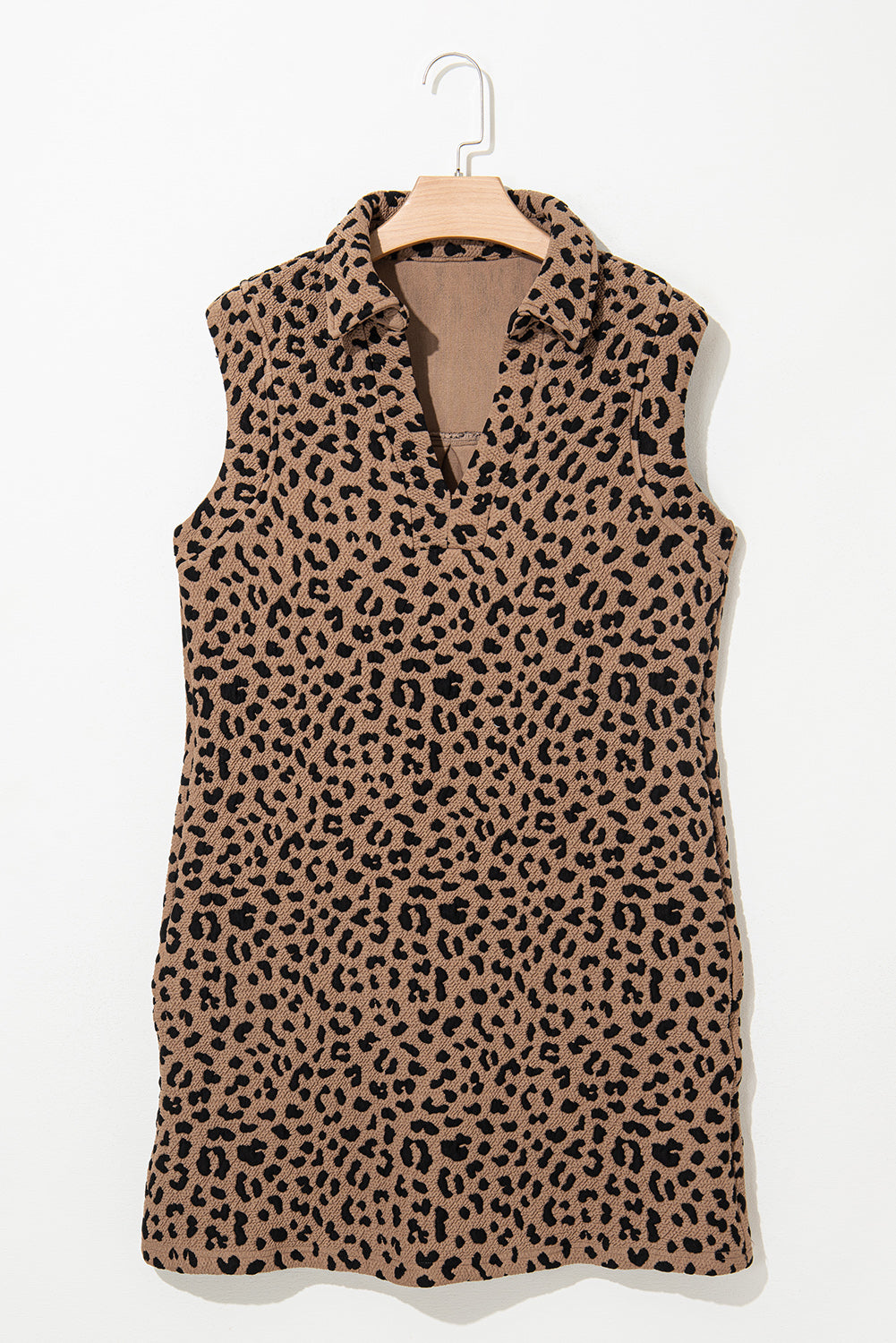 Leopard Johnny Collar Sleeveless Mini Dress - Classique Collection
