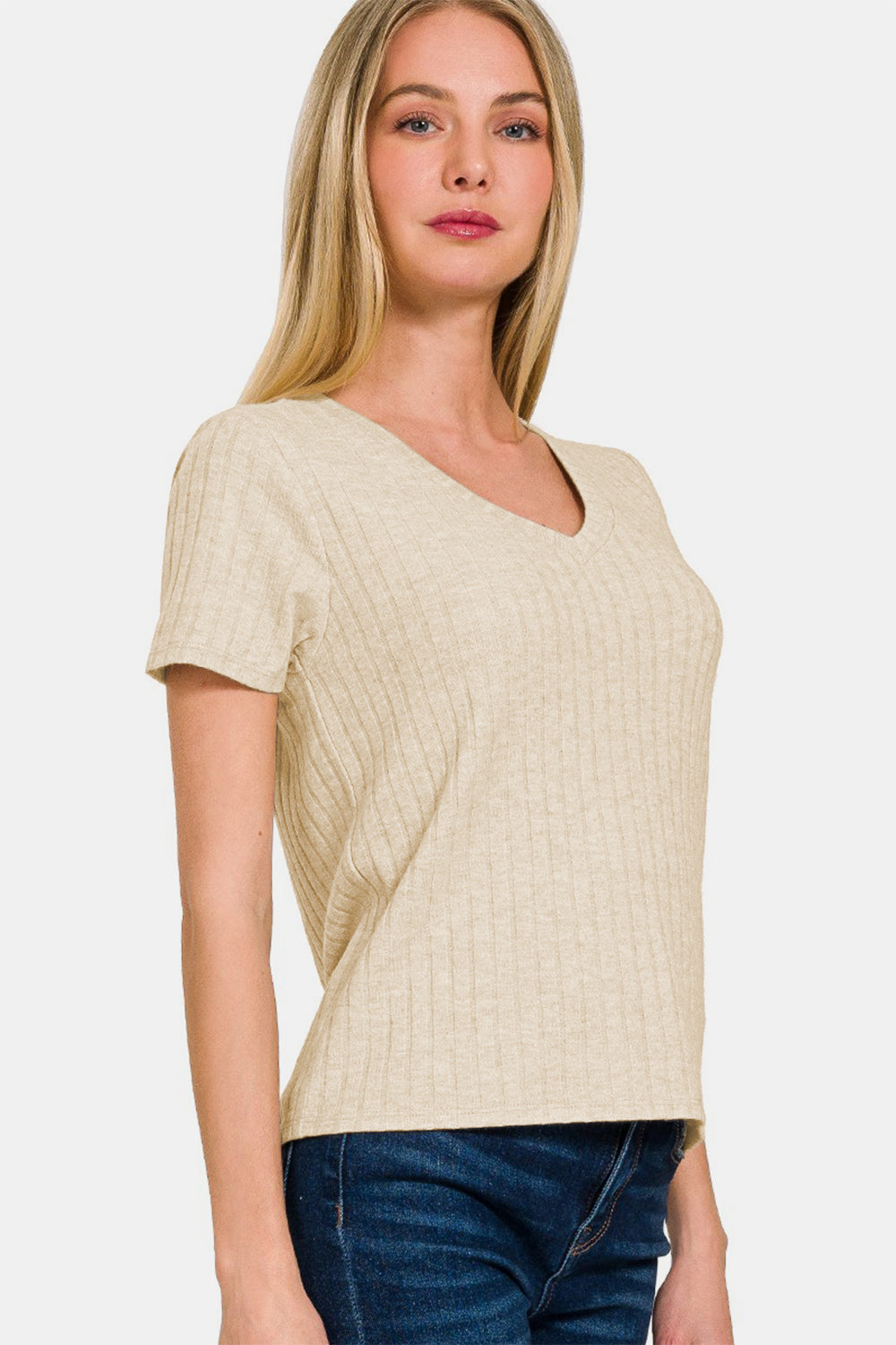 Zenana Ribbed Short Sleeve T-Shirt - Classique Collection