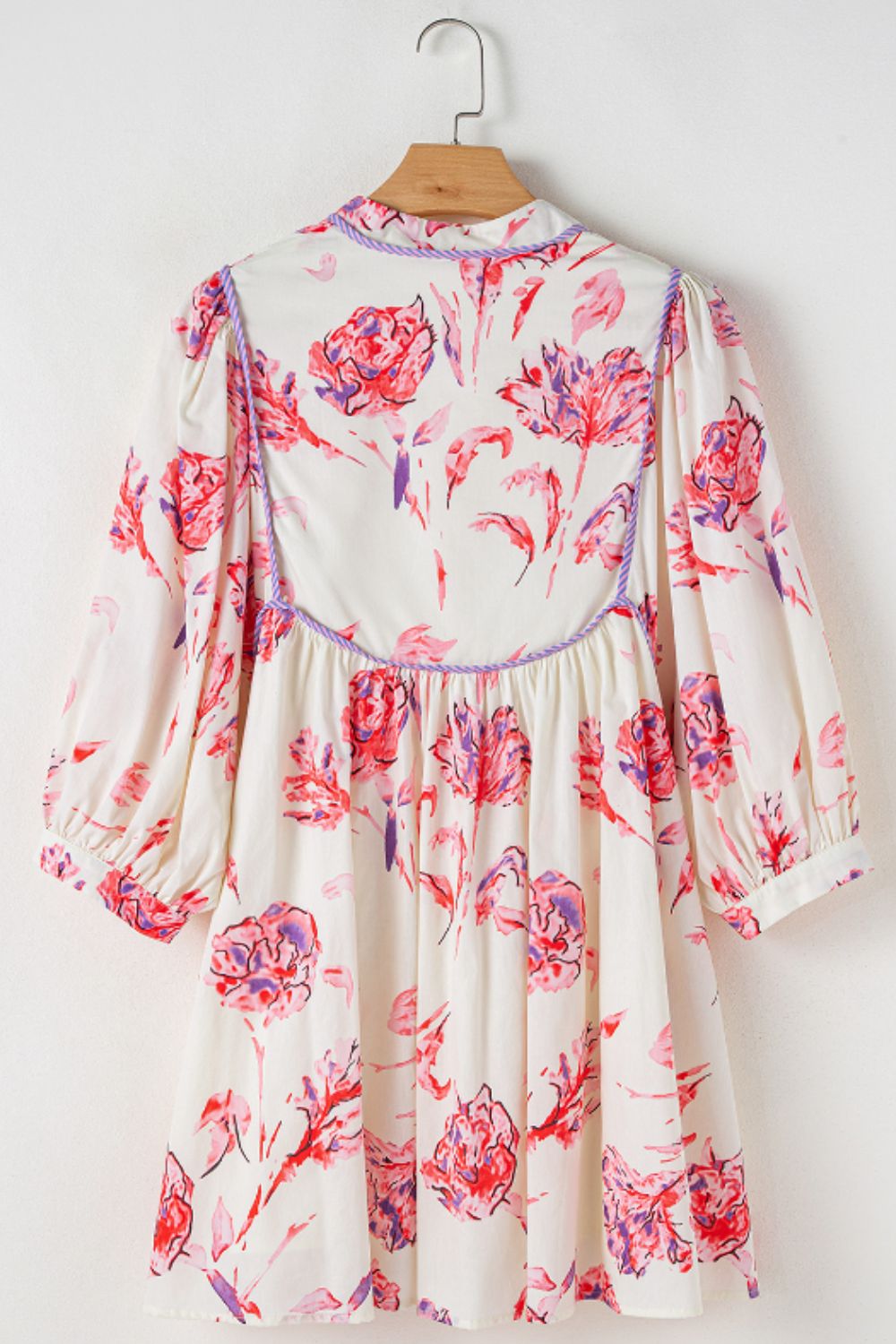 Tied Flower Printed Three-Quarter Sleeve Dress - Classique Collection