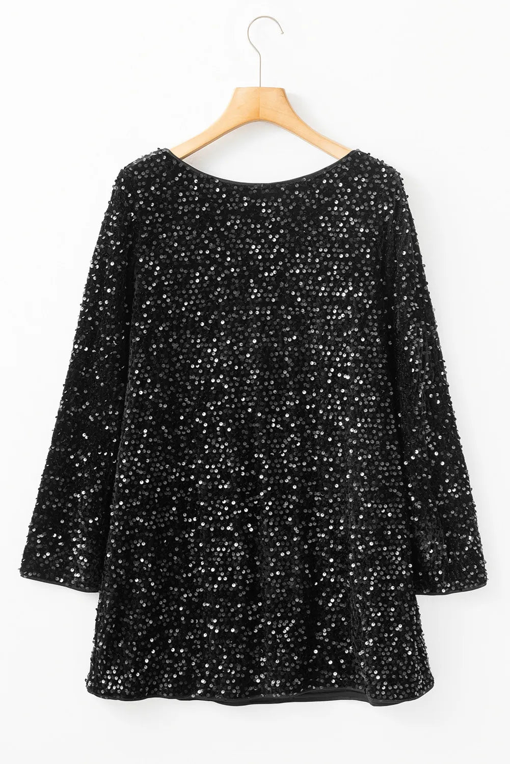 Sequin Round Neck Long Sleeve Mini Dress - Classique Collection
