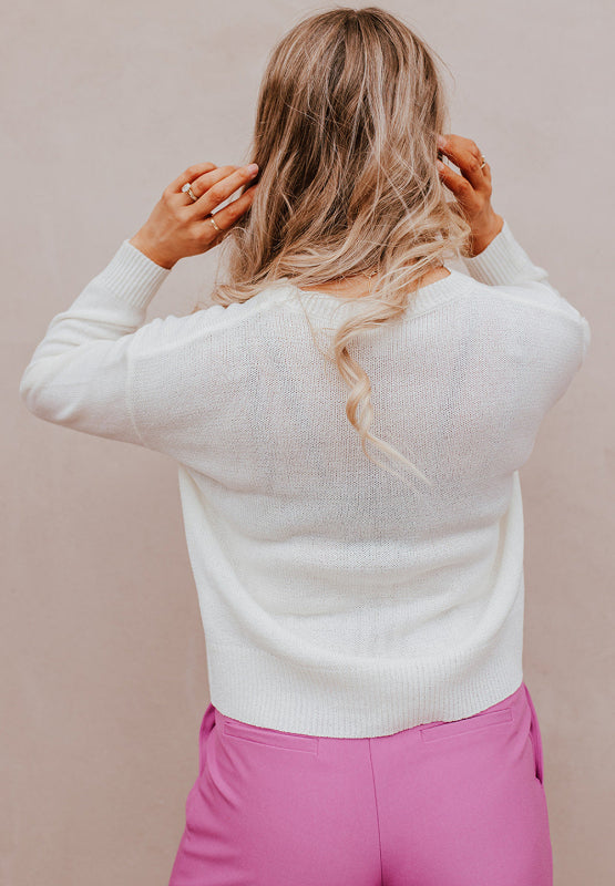 XOXO Round Neck Drop Shoulder Sweater - ClassiQ