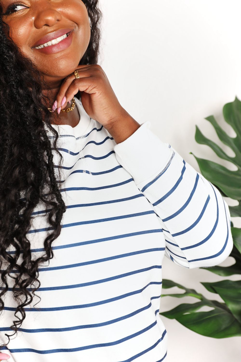 Double Take Striped Long Sleeve Round Neck Top - ClassiQ