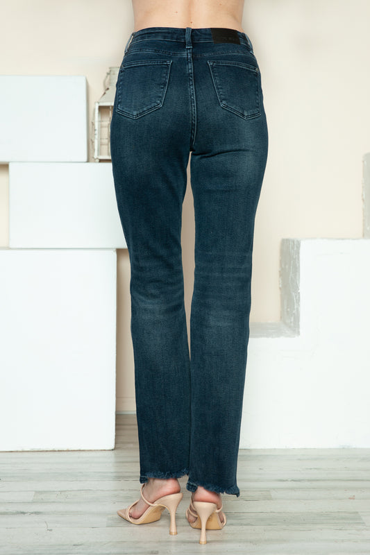 Judy Blue Full Size Button Fly Hem Destroy Straight Jeans - Classique Collection
