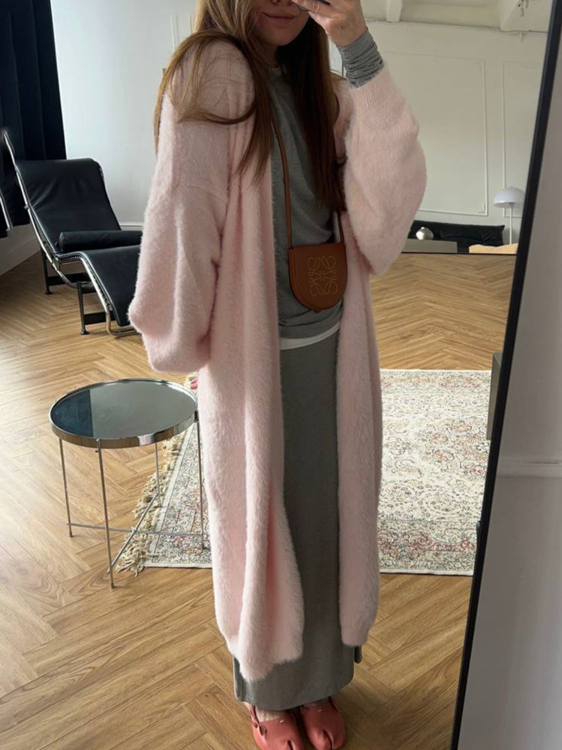 Fuzzy Open Front Solid Color Cardigan - Classique Collection