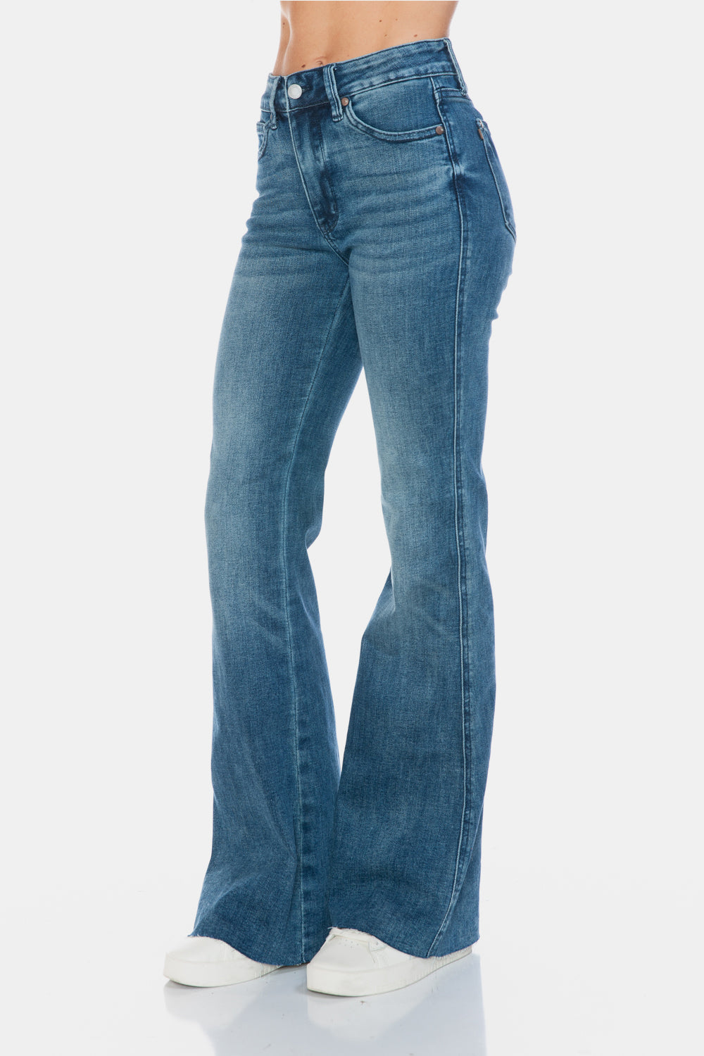 Judy Blue Full Size Tummy Control Cut Hem Flare Jeans - Classique Collection