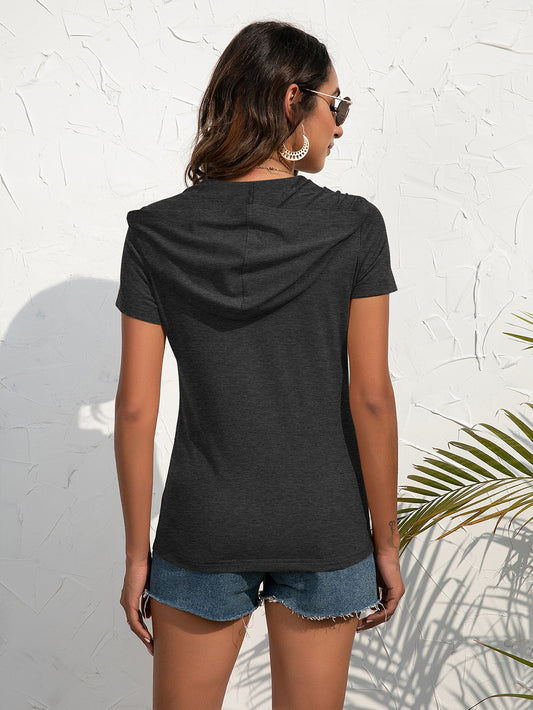 Ivy Lane Half-Zip Short Sleeve Hooded Top - Classique Collection