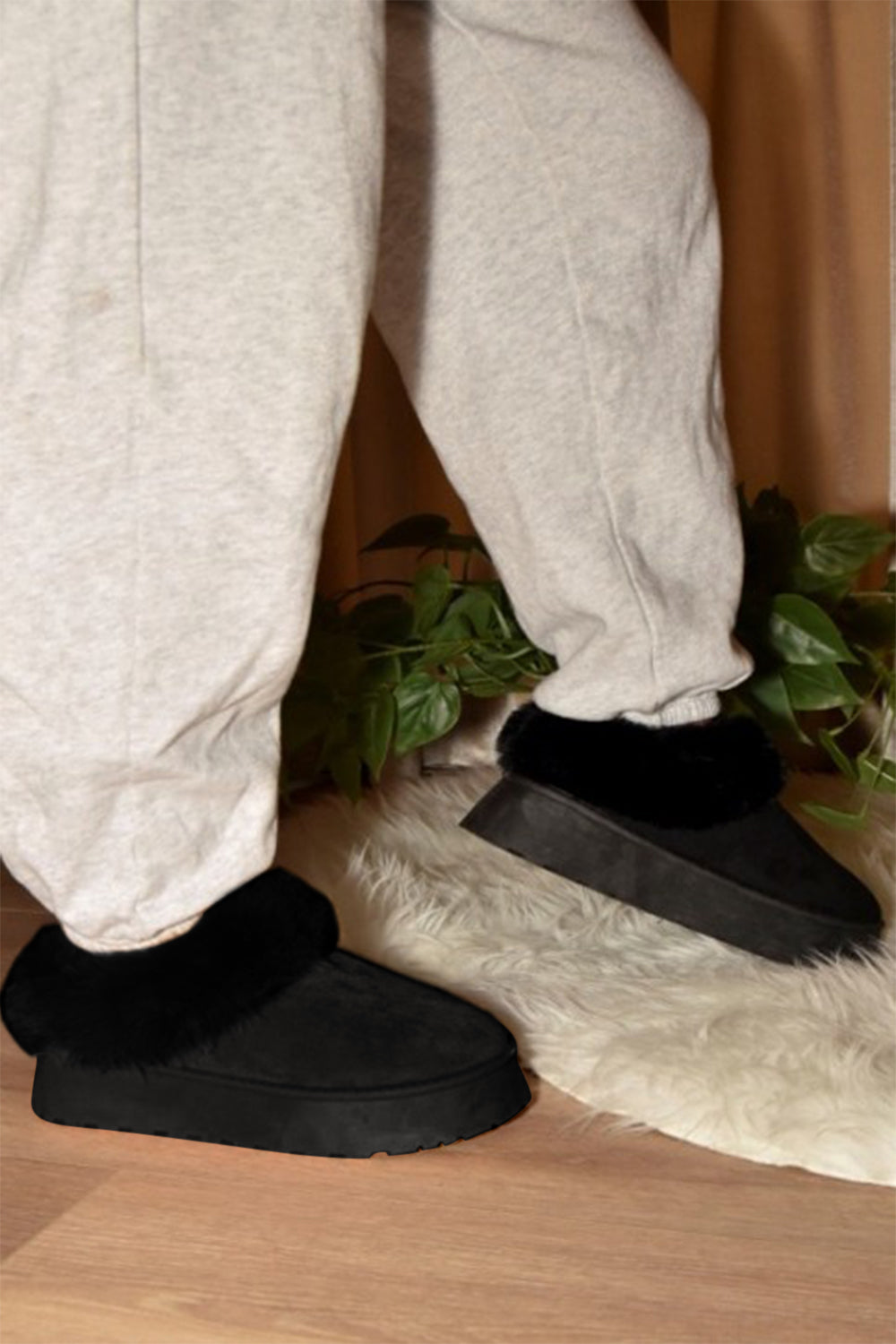 WILD DIVA Faux-Fur Platform Slip On Booties - Classique Collection
