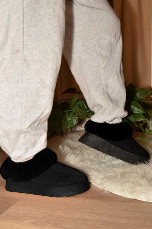 WILD DIVA Faux-Fur Platform Slip On Booties - Classique Collection