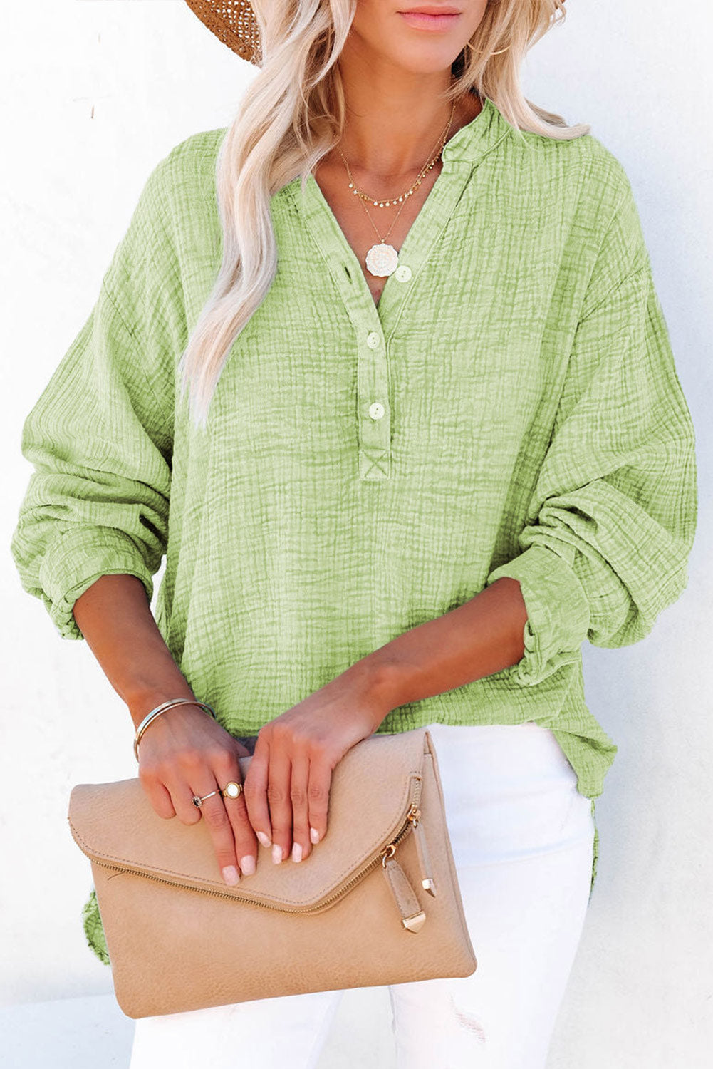 Buttoned Long Sleeve Blouse - Classique Collection