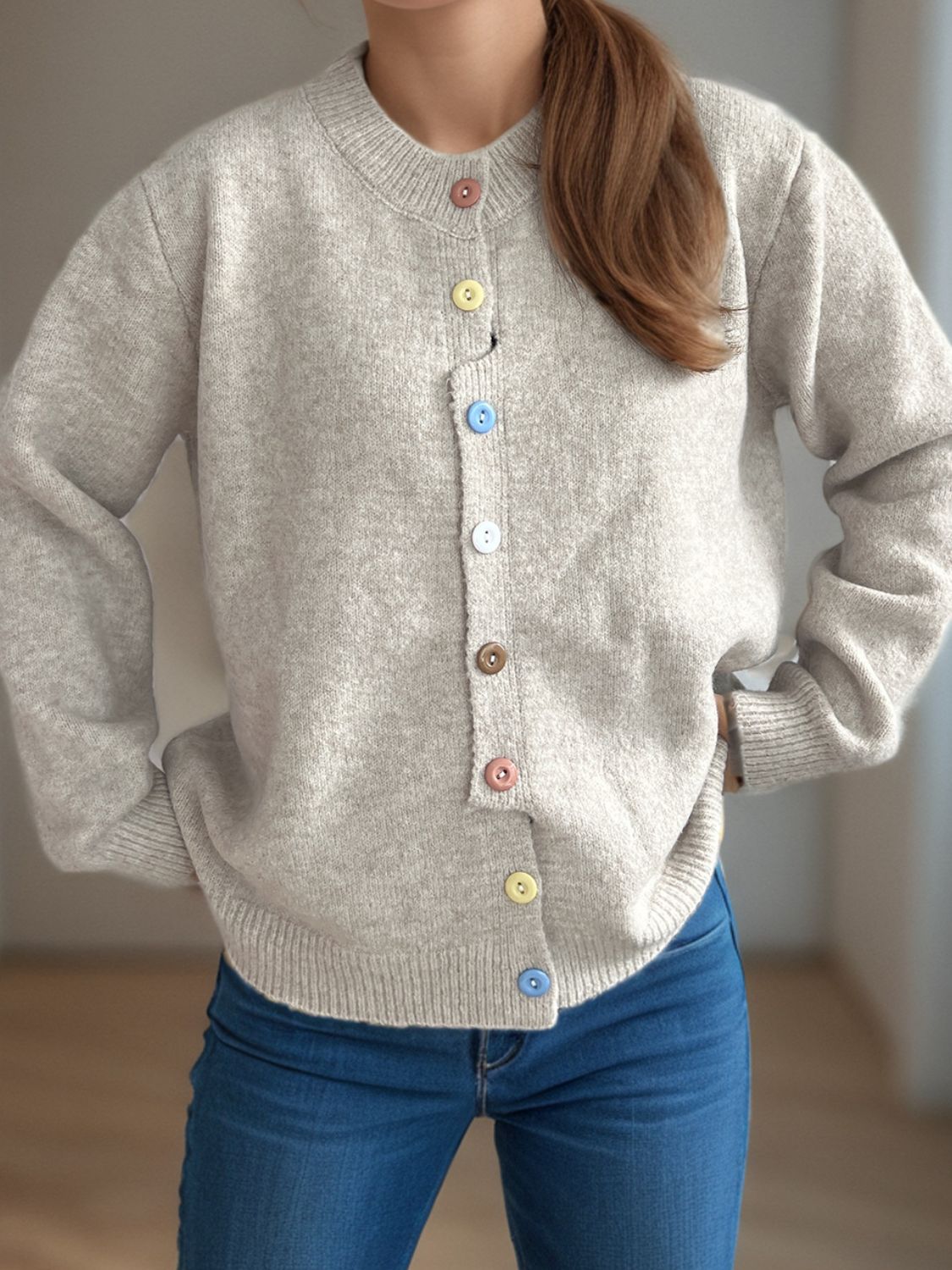 Button Down Long Sleeve Cardigan - ClassiQ
