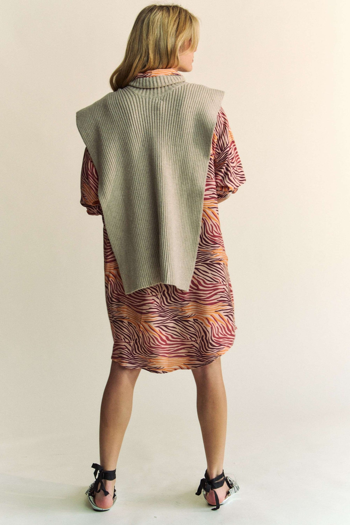 Davi & Dani Side Split Turtleneck Sleeveless Knit Top - Classique Collection