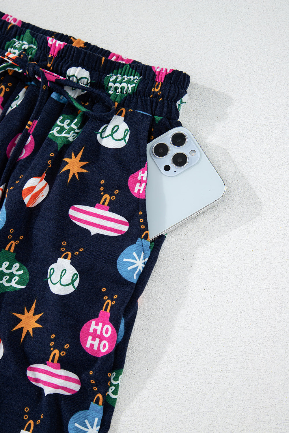 Christmas Lights Print Collared Neck Top and Pants Set - ClassiQ