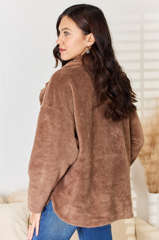 Culture Code Double Breasted Fuzzy Coat - Classique Collection