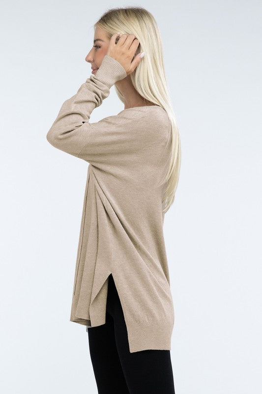 Hi-Low Hem Front Seam Sweater - Classique Collection