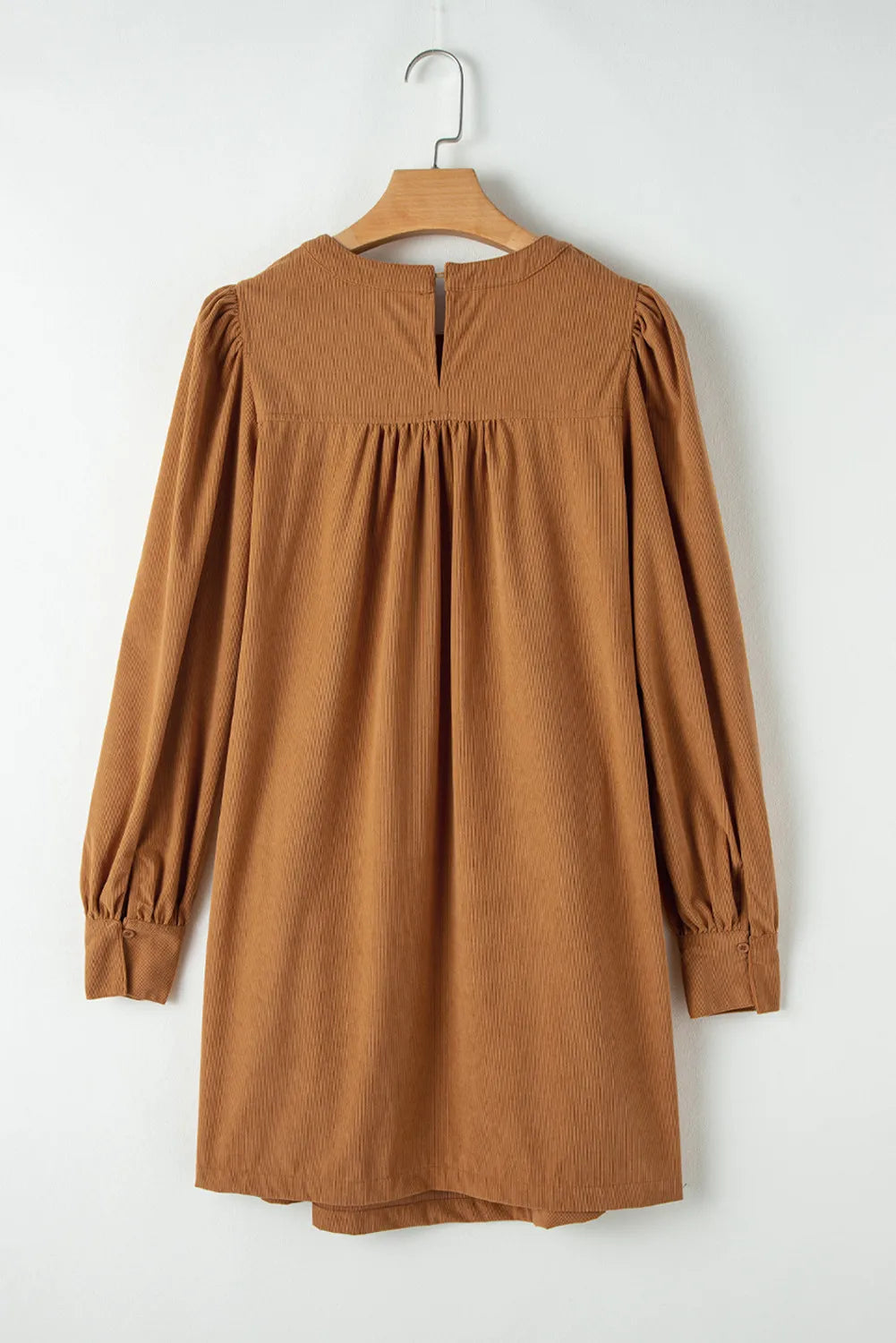 Ruched Round Neck Long Sleeve Dress - Classique Collection