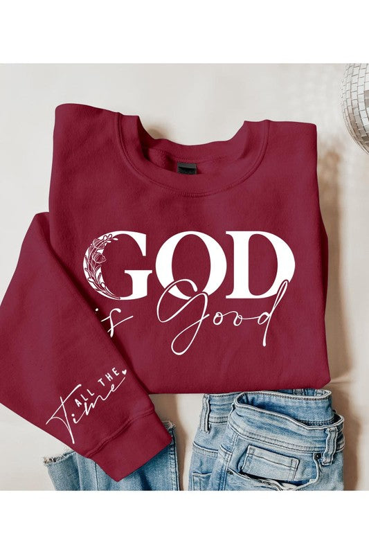 God Is Good Sleeve Graphic Fleece Sweatshirts - Classique Collection