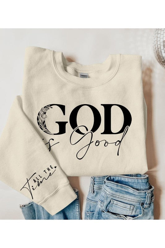 God Is Good Sleeve Graphic Fleece Sweatshirts - Classique Collection