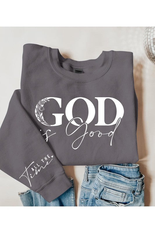 God Is Good Sleeve Graphic Fleece Sweatshirts - Classique Collection