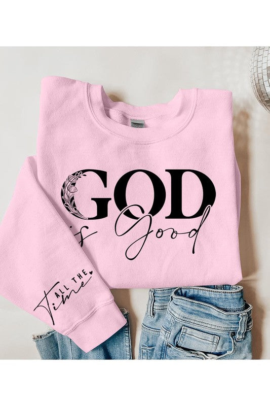 God Is Good Sleeve Graphic Fleece Sweatshirts - Classique Collection
