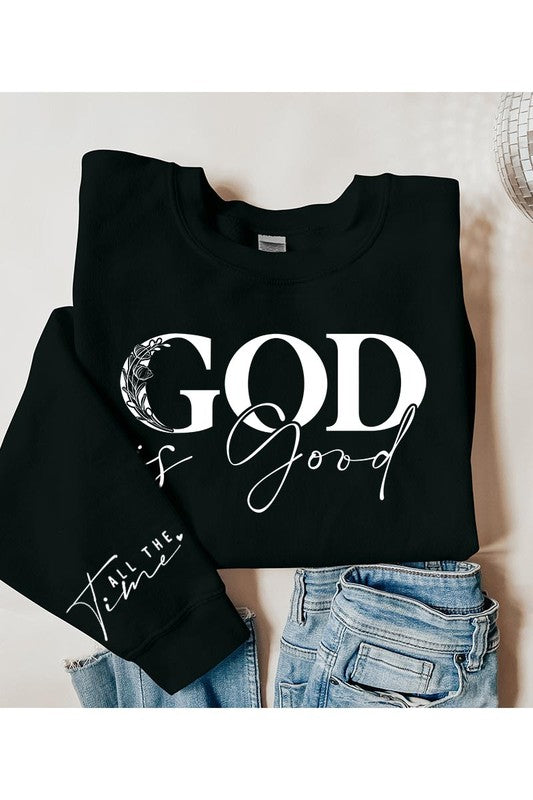 God Is Good Sleeve Graphic Fleece Sweatshirts - Classique Collection