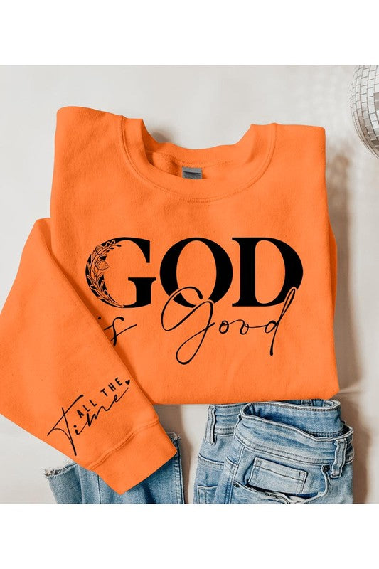 God Is Good Sleeve Graphic Fleece Sweatshirts - Classique Collection