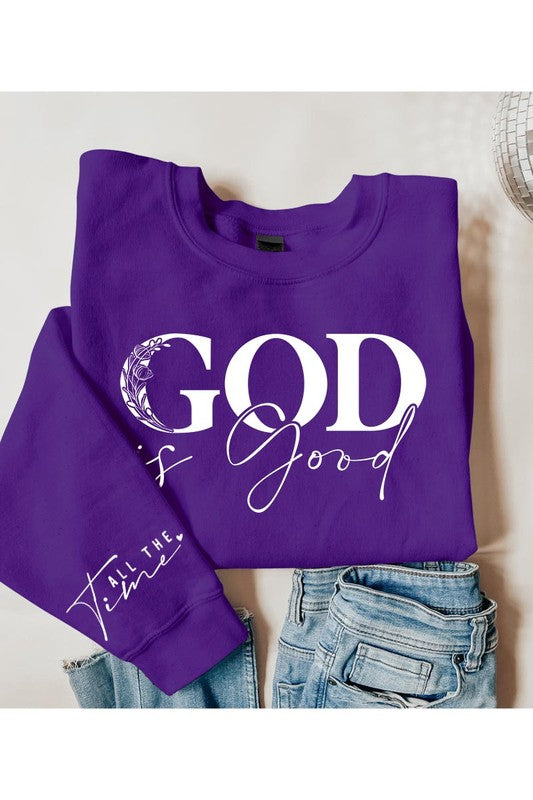 God Is Good Sleeve Graphic Fleece Sweatshirts - Classique Collection