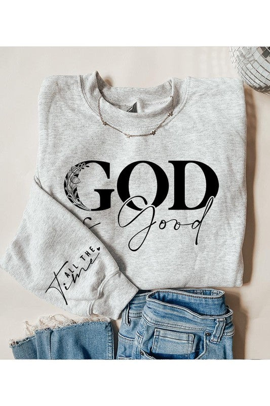 God Is Good Sleeve Graphic Fleece Sweatshirts - Classique Collection