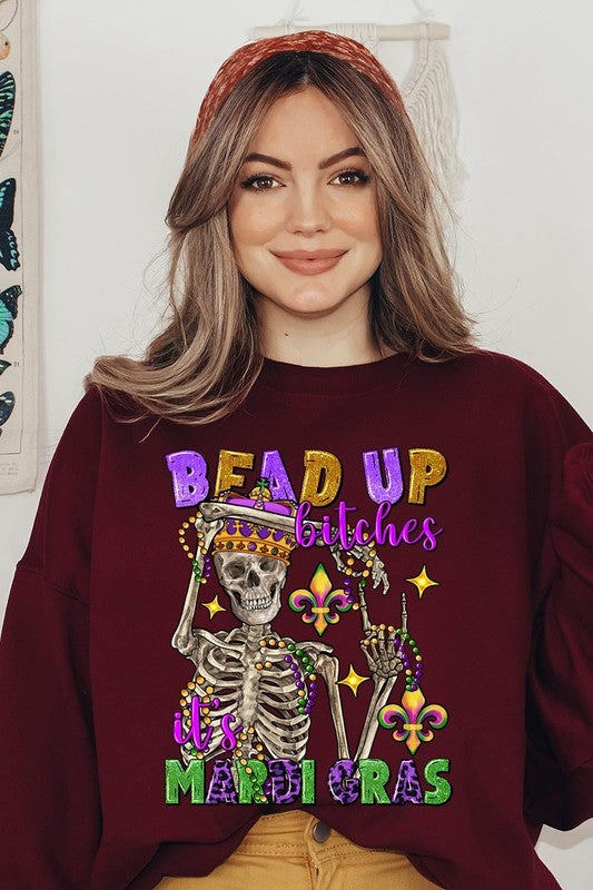 Bead Up Bitches It's Mardi Gras Plus Sweatshirts - Classique Collection