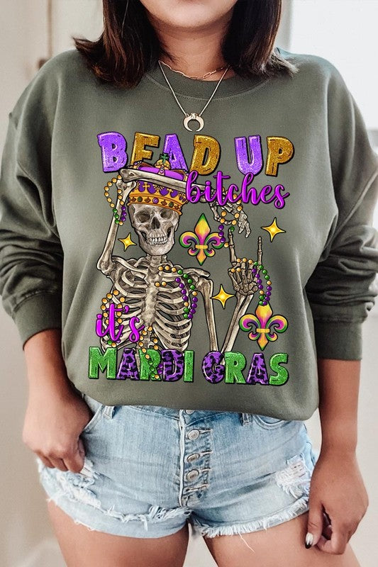 Bead Up Bitches It's Mardi Gras Plus Sweatshirts - Classique Collection