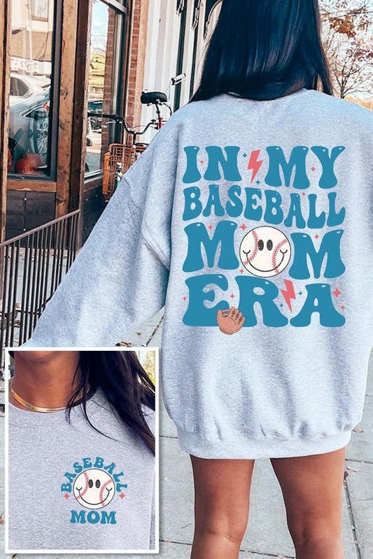Baseball Mom Front Back Graphic Fleece Sweatshirts - Classique Collection
