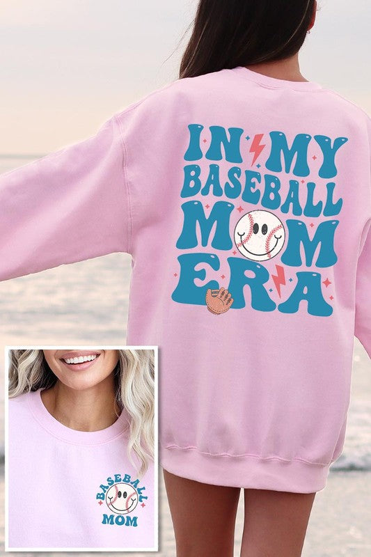 Baseball Mom Front Back Graphic Fleece Sweatshirts - Classique Collection