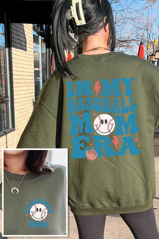 Baseball Mom Front Back Graphic Fleece Sweatshirts - Classique Collection