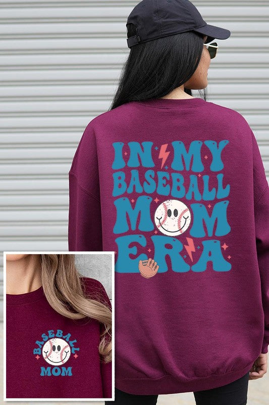 Baseball Mom Front Back Graphic Fleece Sweatshirts - Classique Collection