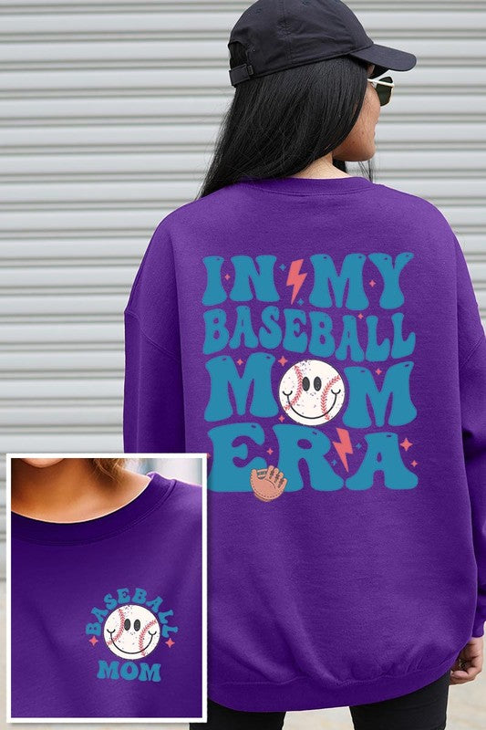 Baseball Mom Front Back Graphic Fleece Sweatshirts - Classique Collection