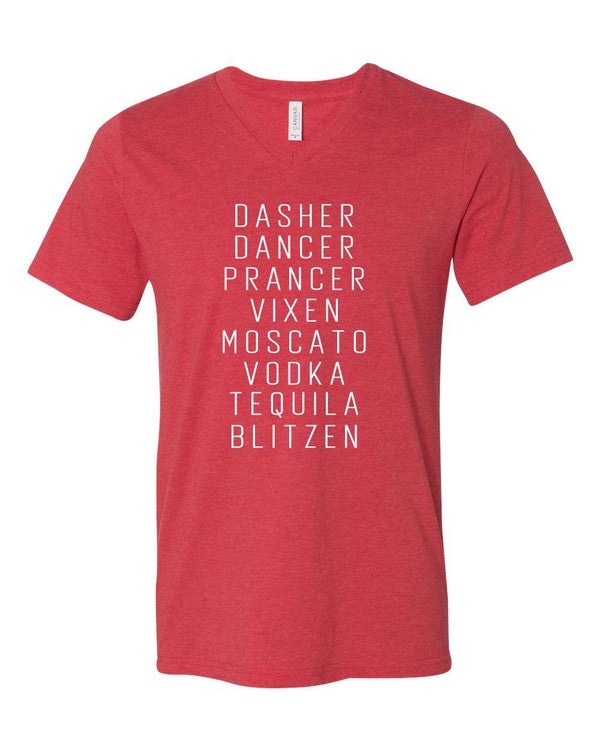 Dasher Dancer Prancer Vixen Boutique V Neck Tee - Classique Collection