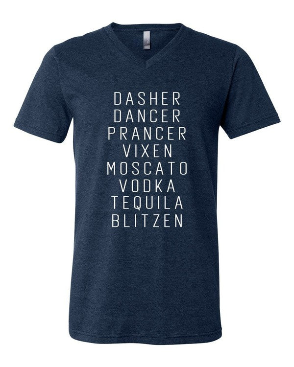 Dasher Dancer Prancer Vixen Boutique V Neck Tee - Classique Collection