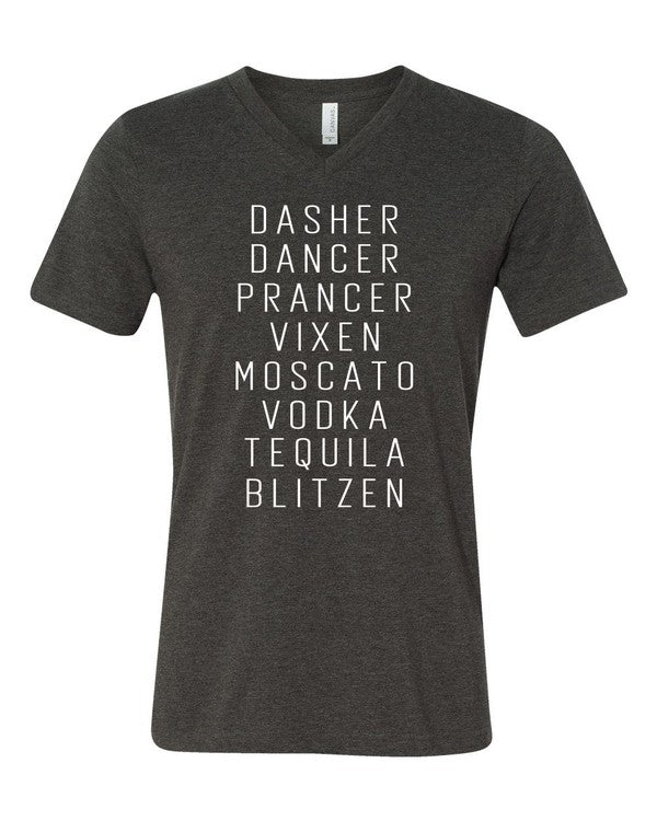 Dasher Dancer Prancer Vixen Boutique V Neck Tee - Classique Collection