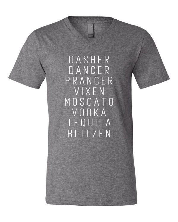 Dasher Dancer Prancer Vixen Boutique V Neck Tee - Classique Collection