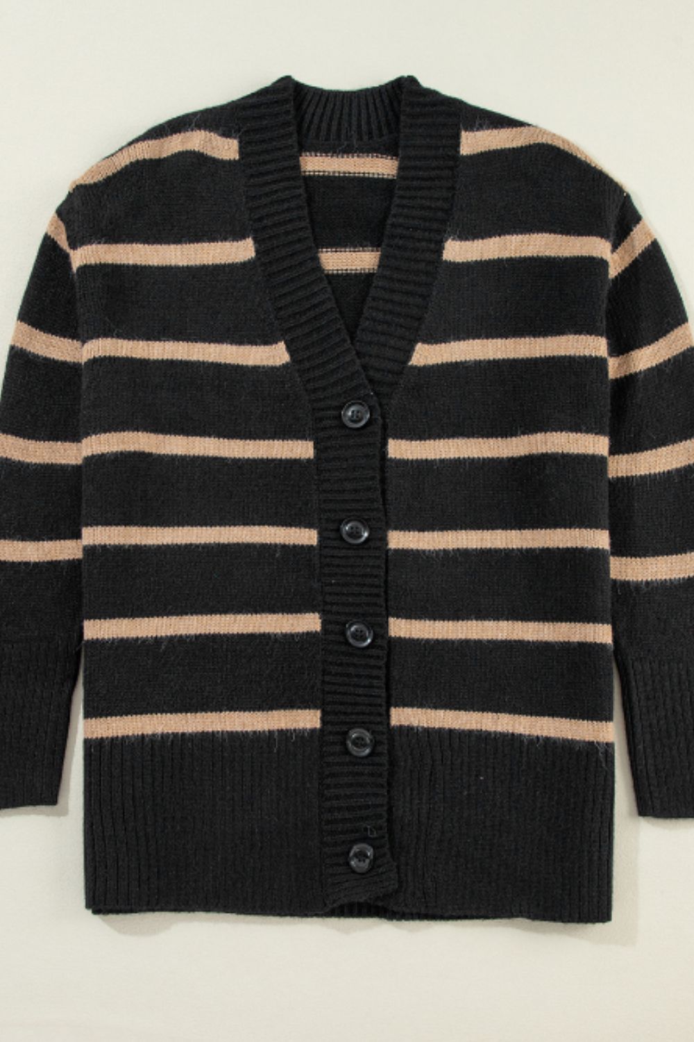 Striped Button Down Long Sleeve Cardigan - ClassiQ