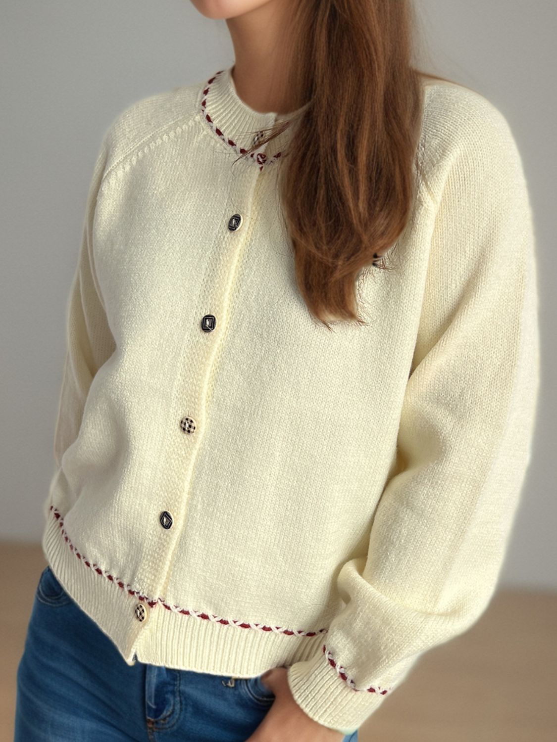 Button Down Long Sleeve Cardigan - ClassiQ