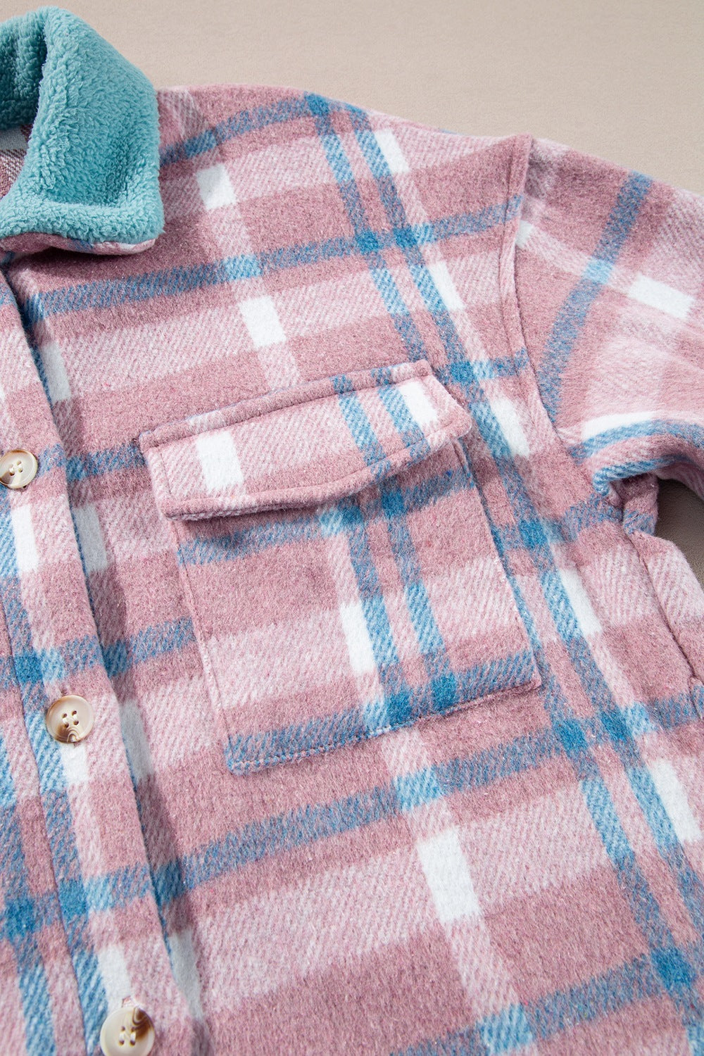 Plaid Collared Neck Flap Pockets Shacket - Classique Collection